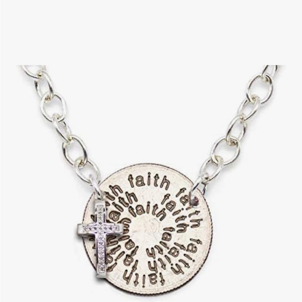ISO ISO  Silver Faith Pendant Necklace